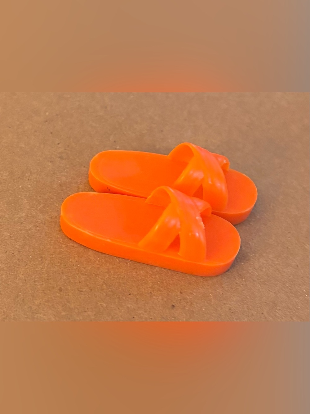 VTG 1980s Bright  Orange Crisscross Sandals Ken Doll Made in Malaysia -1 5
